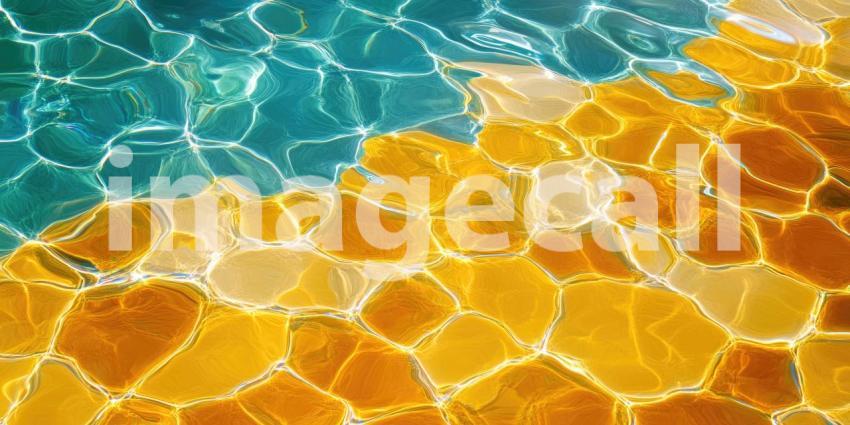 Textured Stone Mosaic with Blue and Orange Hues, Abstract Pattern