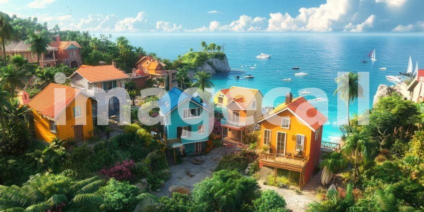 Portofino's Colorful Charm: Coastal Village with Vibrant Buildings