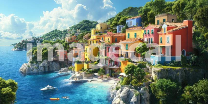 Portofino's Colorful Charm: Coastal Village with Vibrant Buildings