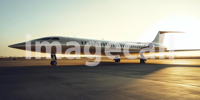 A Cessna Citation Jet on an Airport Tarmac at Sunset