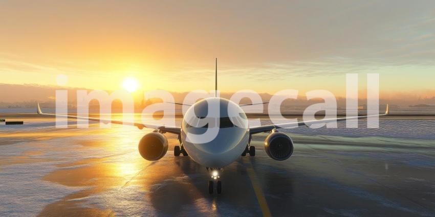 A Cessna Citation Jet on an Airport Tarmac at Sunset