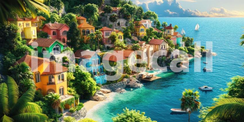 Portofino's Colorful Charm: Coastal Village with Vibrant Buildings