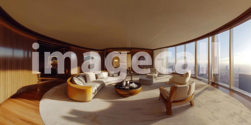 Luxury Yacht Deck with Modern Furniture and Ocean View, Sunny Day on the Water