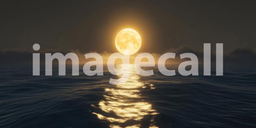 Full Moon's Reflection on the Sea