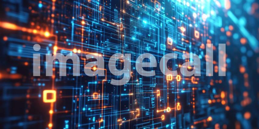 Cityscape with Light Trails and Futuristic Glow