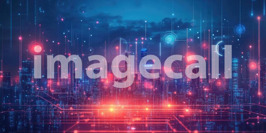 Cityscape with Light Trails and Futuristic Glow