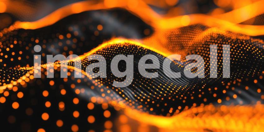 Abstract Dotted Waves with Orange Glow: A dark background with undulating waves of dotted lines, illuminated with an orange glow.