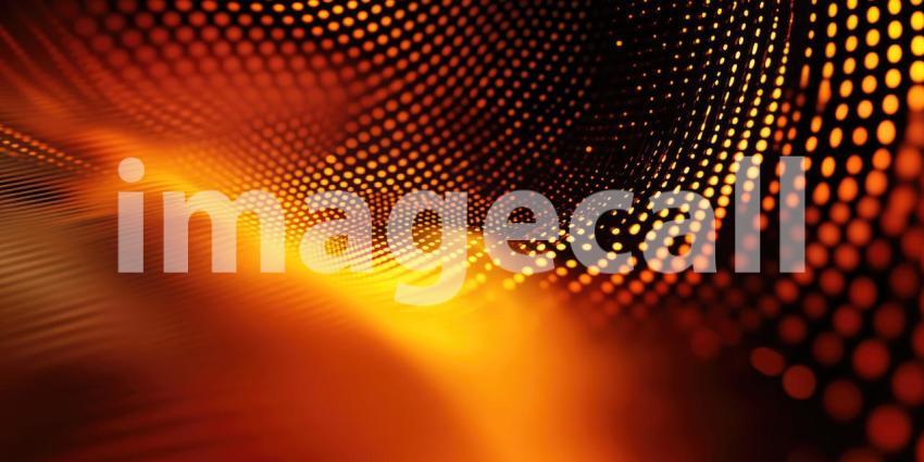 Abstract Dotted Waves with Orange Glow: A dark background with undulating waves of dotted lines, illuminated with an orange glow.