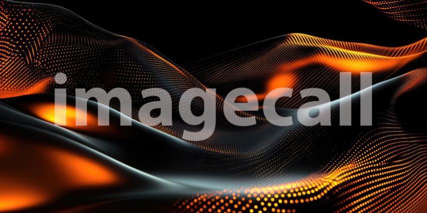 Abstract Dotted Waves with Orange Glow: A dark background with undulating waves of dotted lines, illuminated with an orange glow.