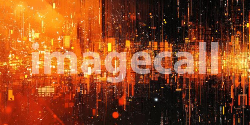 Abstract Dotted Waves with Orange Glow: A dark background with undulating waves of dotted lines, illuminated with an orange glow.