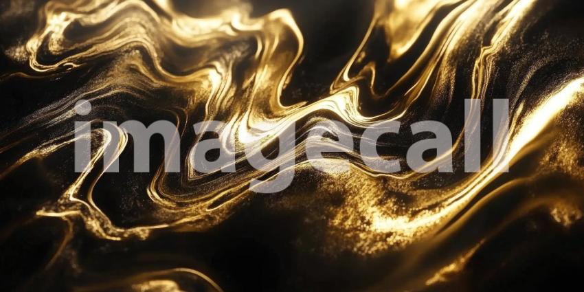 Abstract Gold and Black Liquid: A close-up of swirling, liquid-like forms in shades of gold and black, creating an abstract texture.