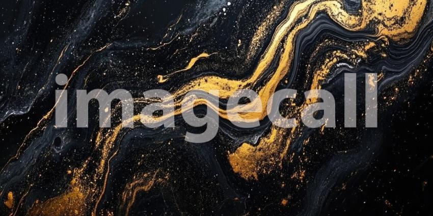 Abstract Gold and Black Liquid: A close-up of swirling, liquid-like forms in shades of gold and black, creating an abstract texture.