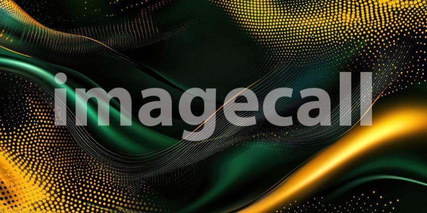 Abstract Swirling Lines with Gold and Green: A dynamic abstract image with swirling lines of gold, green, and black, creating a glossy, flowing effect.