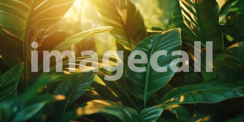 Sunlit Variegated Leaves: Lush Green and Cream Patterns Dance in Gentle Light, a Tropical Garden Embrace.