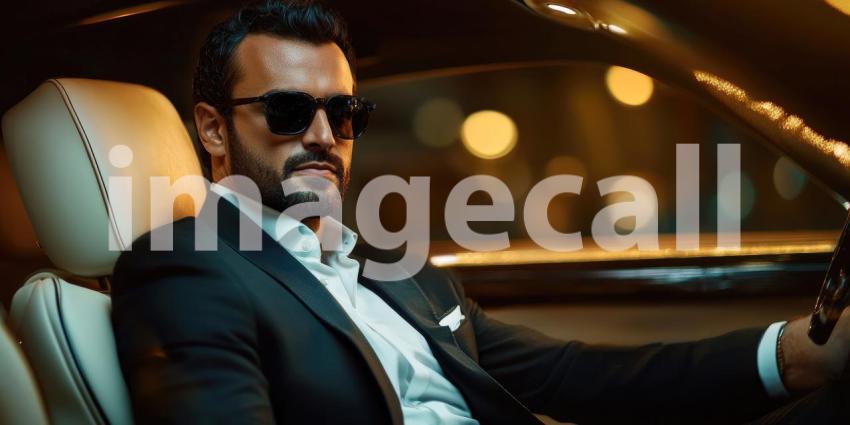 Nighttime Drive: Blurred Faces and Bokeh Lights in a Cozy Car Interior with a Bentley Signature