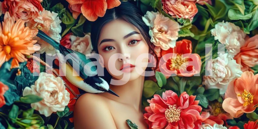 Brilliant Blooms and a Songbird in Harmony