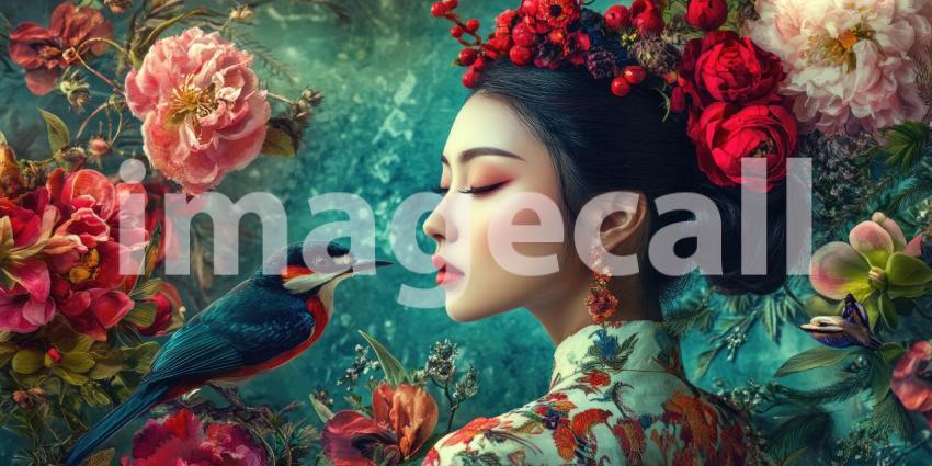 Brilliant Blooms and a Songbird in Harmony