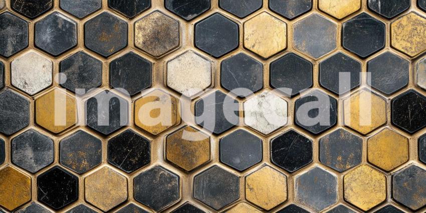 Colorful Hexagonal Tiles: A Playful Mosaic of Vibrant Shapes, Interlocking Patterns in a Geometric Symphony.