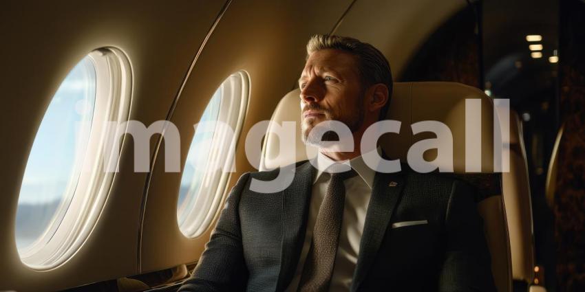 Tranquil Business Sunset Through Airplane Window