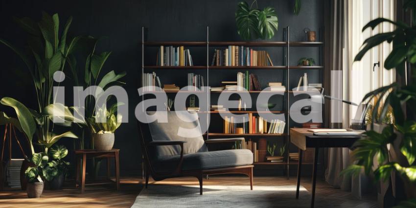 Writer Sanctuary: Books, Plants, and Light Fill a Cozy Room, Inspiration in a Quiet, Personal Space.