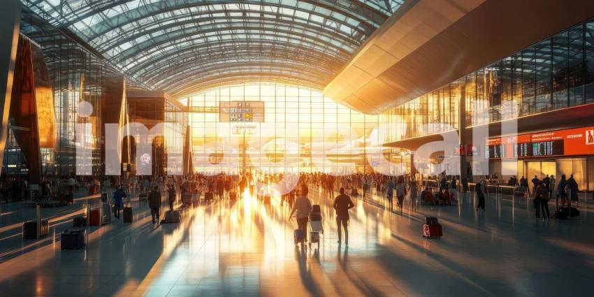 Waiting Area at Airport Terminal, Highlighting Tarmac Views, Flight Information Boards, and Anticipative Travelers