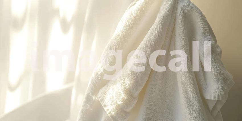 Sunlit Towel Serenity: Soft Fabric Hangs in Golden Morning Light, a Moment of Simple, Warm Comfort.