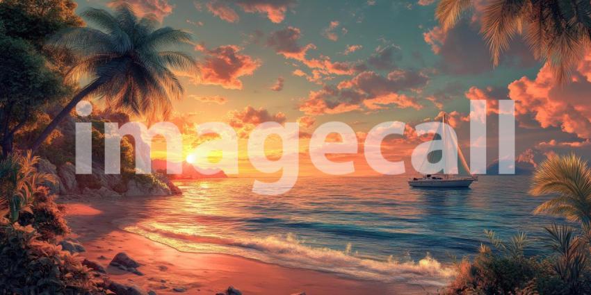 Golden Sunset Farm: Rolling Hills and Fields Bathed in Warm Light, a Red Barn Stands in Rural Peace.