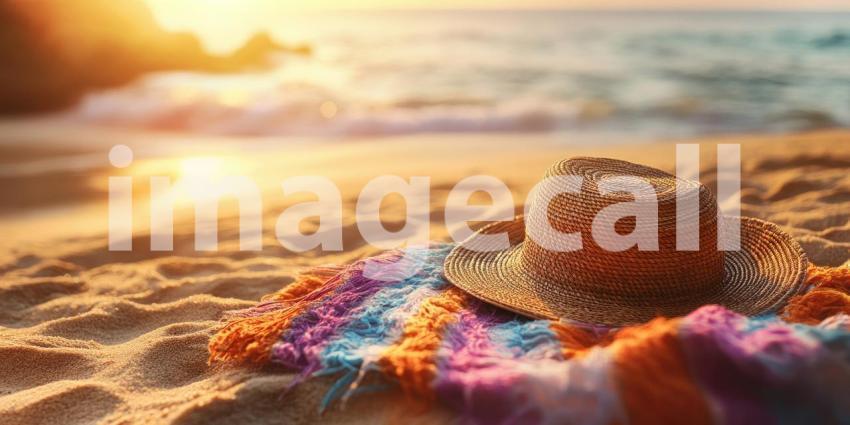 Desert Sun Hat: Golden Light on Sand and Fabric, a Moment of Stillness in the Arid Landscape.