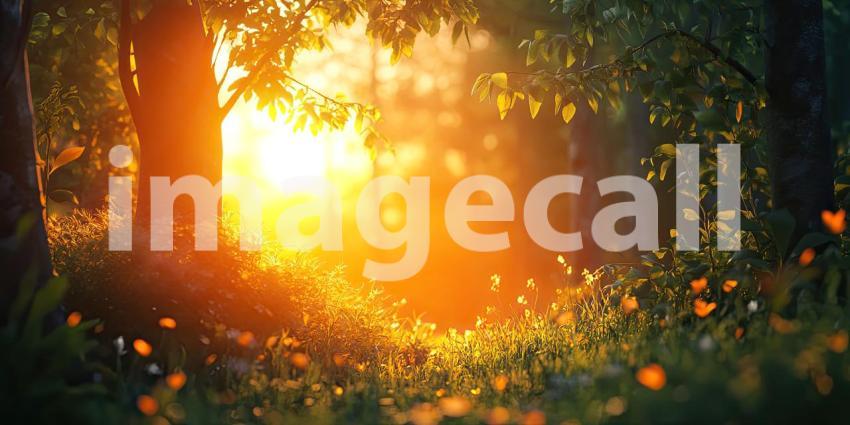 Golden Valley Sunset: River Reflects Sun's Glow, Trees Frame a Peaceful Landscape, a Moment of Tranquil Beauty.