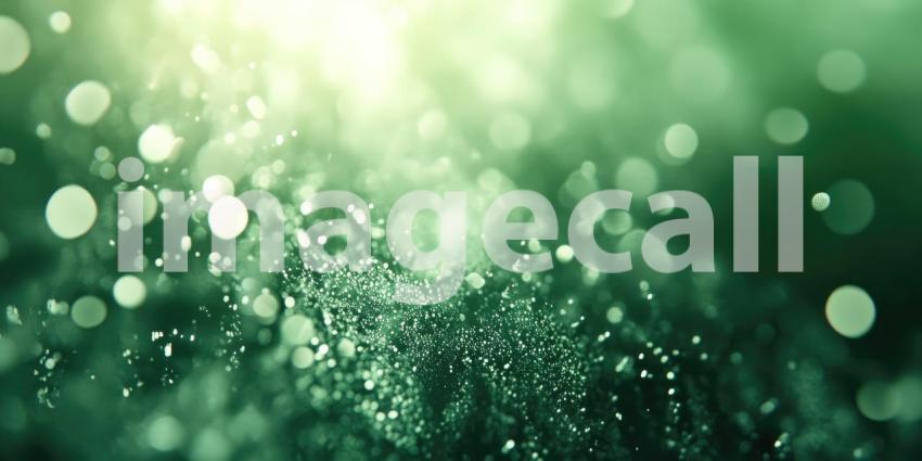 Emerald Bokeh Dream: Sparkling Light and Green Hues, a Soft Focus Fantasy of Glittering Particles and Ethereal Glow.