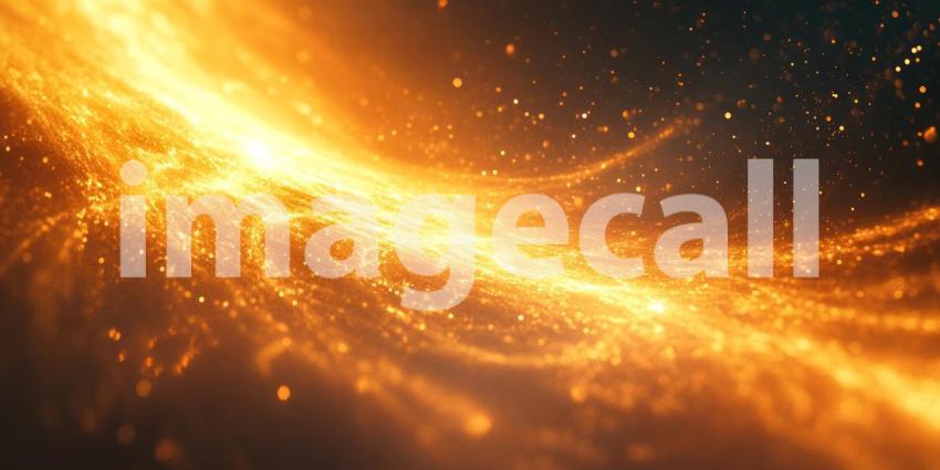 Golden Light Flow: Swirling Energy and Sparkles on Dark Canvas, a Cosmic Dance of Fire and Abstract Motion.