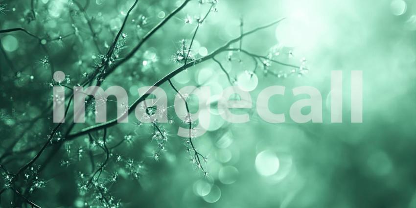 Emerald Bokeh Dream: Sparkling Light and Green Hues, a Soft Focus Fantasy of Glittering Particles and Ethereal Glow.