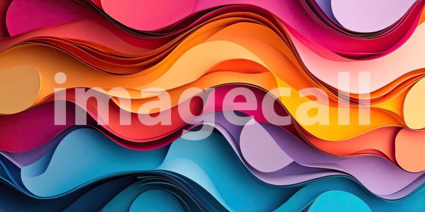 Swirling Paper Rainbow: Vibrant Colors and Delicate Curls, a Textured Abstract of Rolled Paper in a Playful, Dynamic Design.