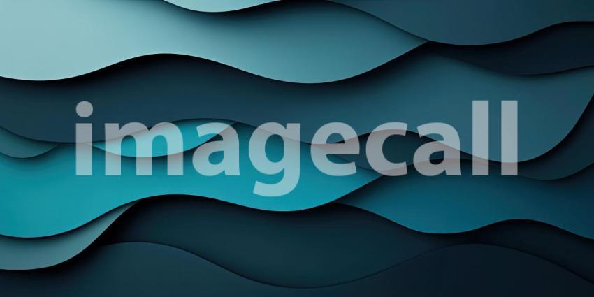 Teal Paper Waves: Layered Curves in Shades of Blue, a Textured Abstract of Wavy Forms and Subtle Shadows.