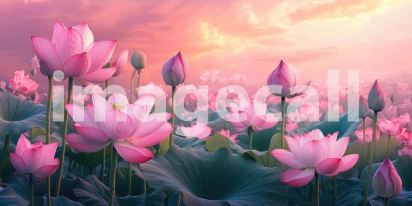 Pink Lotus Blooms: Floating in Dark Water, Vibrant Petals and Yellow Centers, a Serene Scene of Aquatic Beauty.