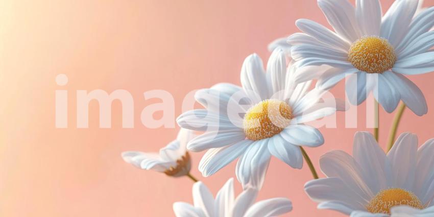Daisies on Pink: White Petals and Yellow Centers, a Simple Floral Arrangement Against a Soft, Pastel Background.