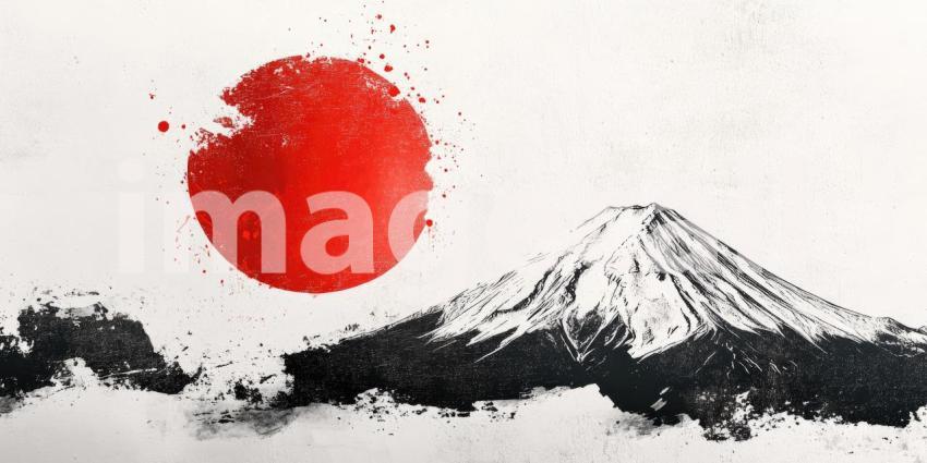 Japanese Zen Interior: Orange Walls and Tatami Mats, Bonsai Trees and Wooden Platform, a Minimalist Space of Tranquil Harmony.