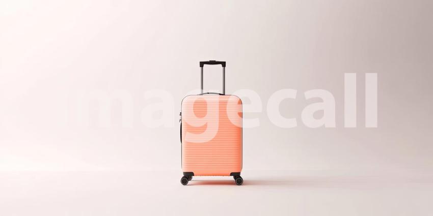 Rimowa in Rose: Sleek Suitcase on Light Background, Travel Ready in Pearl Pink, a Modern and Stylish Luggage.