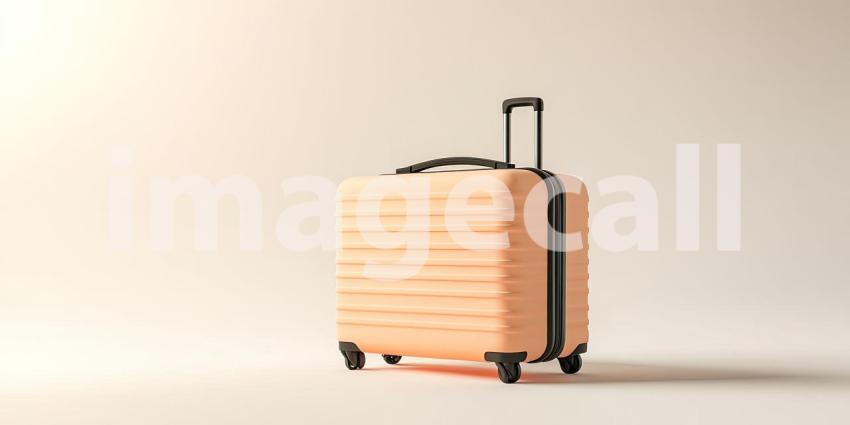 Rimowa in Rose: Sleek Suitcase on Light Background, Travel Ready in Pearl Pink, a Modern and Stylish Luggage.