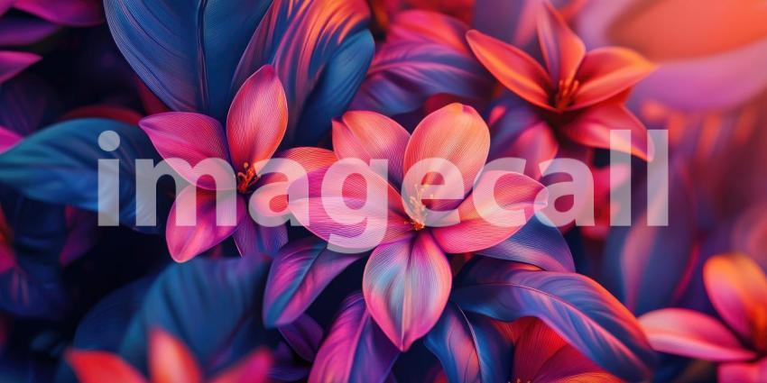 Rainbow Floral Bloom: Vibrant Petals in a Spectrum of Colors, a Dreamy Garden of Exotic Flowers in Soft Focus.