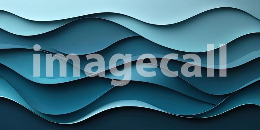 Teal Paper Waves: Layered Curves in Shades of Blue, a Textured Abstract of Wavy Forms and Subtle Shadows.
