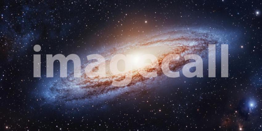 Fiery Galaxy Core: Swirling Cosmic Dust and Stars, a Bright Center in the Vastness of Space and Dark Nebula.