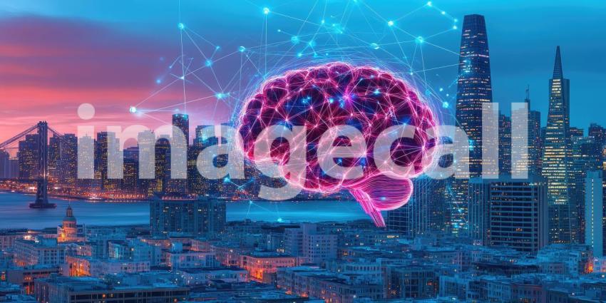 San Francisco Sunset Hues: City Skyline Reflects in Bay, Painted Sky in Vibrant Colors, a Dreamy Urban Landscape.