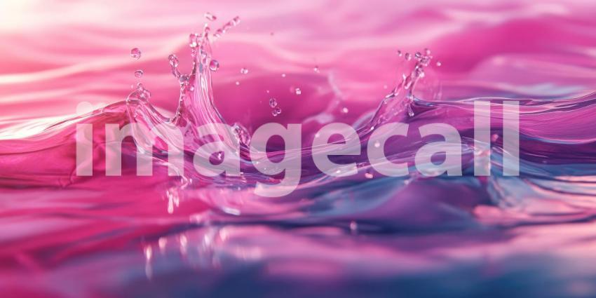 Pink and Blue Water Splash: Crown of Droplets in Liquid Color, Motion and Light in a Moment of Fluid Beauty.