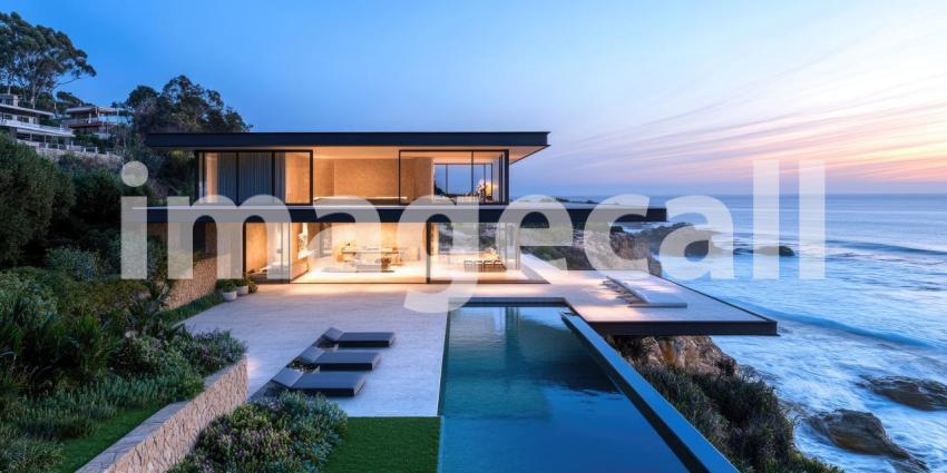 Tropical Mountain Retreat: Infinity Pool Overlooks Lush Valleys, Palm Trees and Sunlit Hills, a Serene Escape to Nature's Majesty.