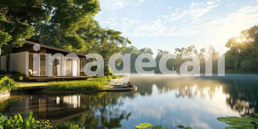 Tropical Mountain Retreat: Infinity Pool Overlooks Lush Valleys, Palm Trees and Sunlit Hills, a Serene Escape to Nature's Majesty.