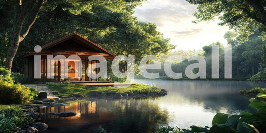 Riverside Villa Retreat: Tuscan-Style Mansion with Pool Overlooking Water, Cypress Trees and Lush Landscape, a Peaceful and Elegant Estate.