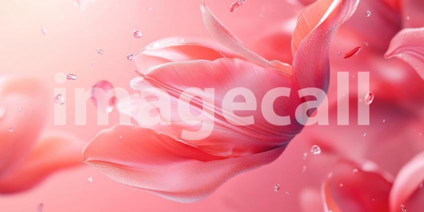 Pink Tulip Petals: Delicate Texture and Soft Light, Close-Up of Floral Beauty in a Monochromatic, Elegant Composition.