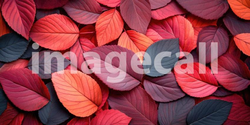 Autumn Leaf Mosaic: Crimson, Burgundy, and Grey Tones, Textured Leaves in a Rich, Natural Pattern of Fall's Palette.