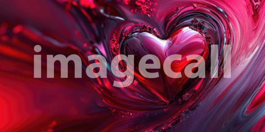Fractal Heart: Red and Black Abstract Design, Textured Surface and Swirling Patterns, a Digital Artwork of Passion and Complexity.
